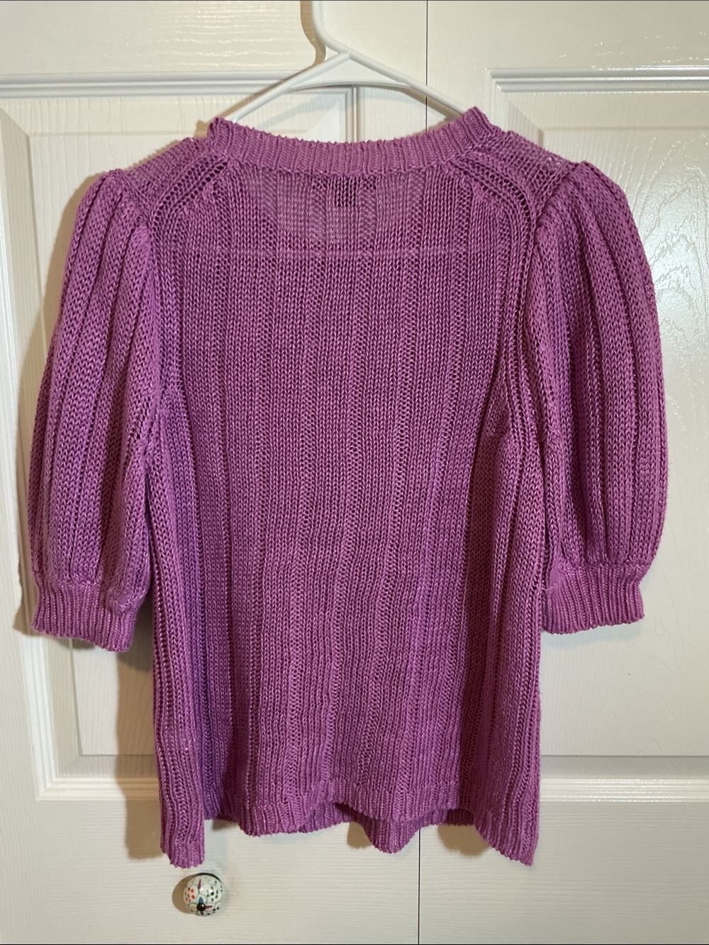 J. Crew Lavender Ribbed Puff-Sleeve Sweater - Picture 3 of 12